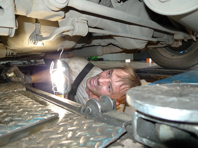 Image of Mechanic under Car